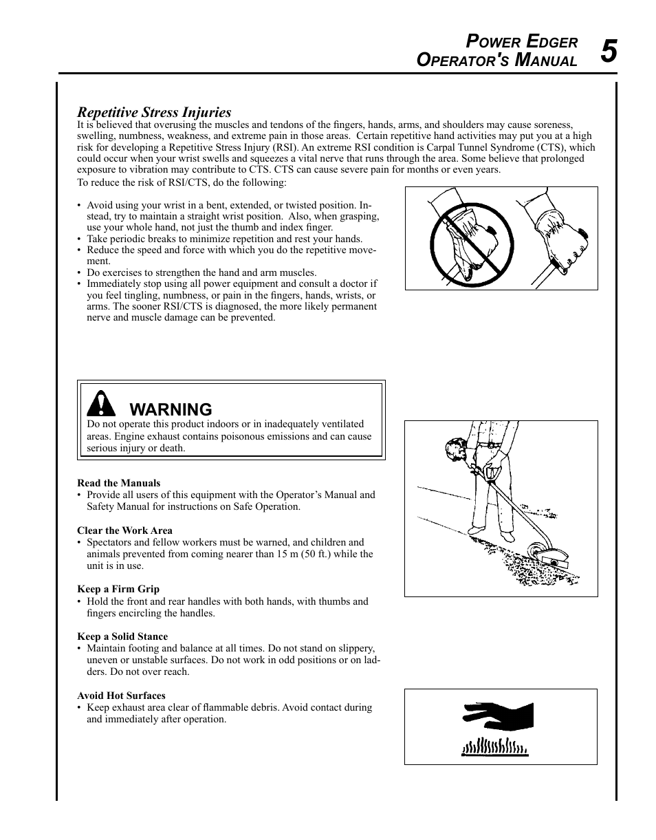 Warning | Echo POWER EDGER PE-280 User Manual | Page 5 / 28