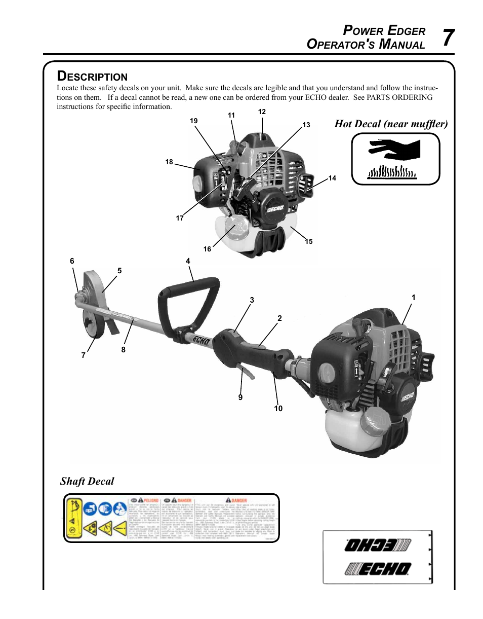 Echo POWER EDGER PE-280 User Manual | Page 7 / 28