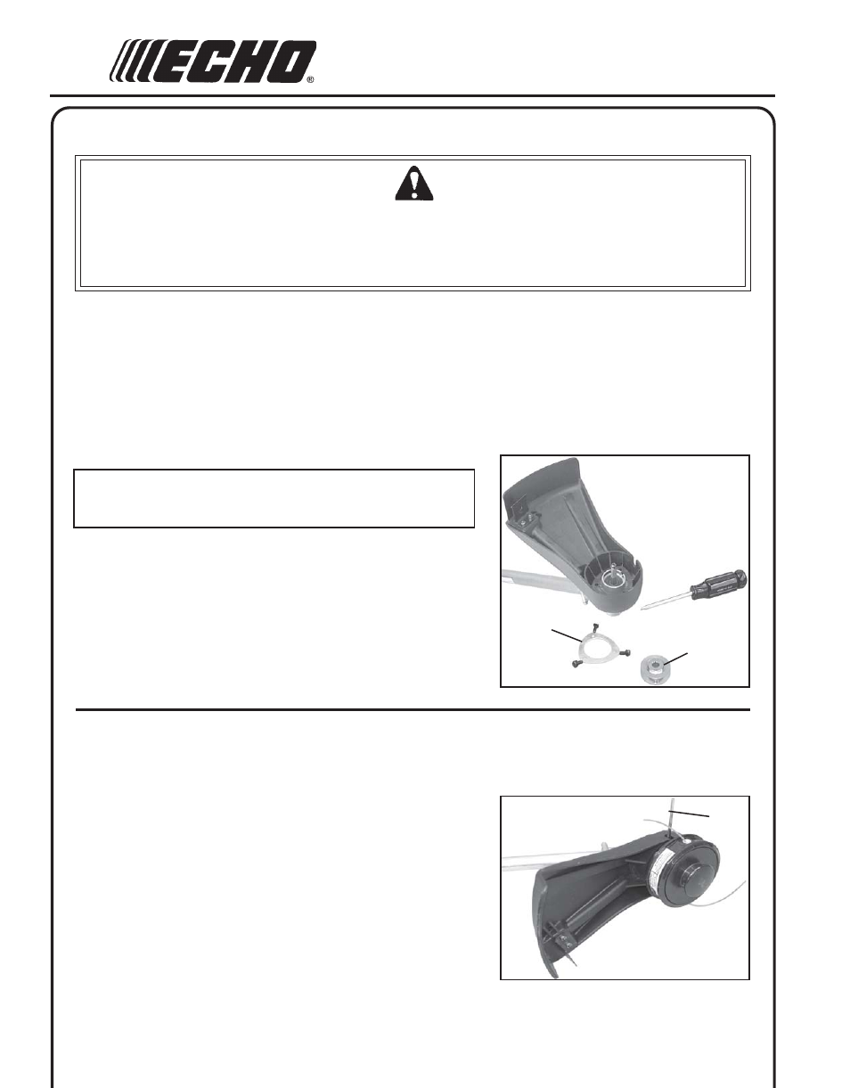 Assembly, Plastic shield installation, Nylon line head installation | Echo SRM-210 User Manual | Page 10 / 32