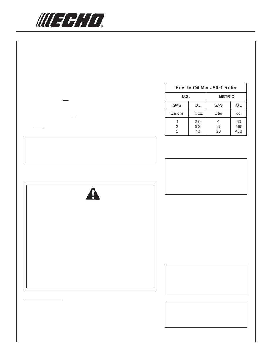 Fuel, Handling fuel warning danger, Fuel requirements | Echo SRM-210 User Manual | Page 14 / 32