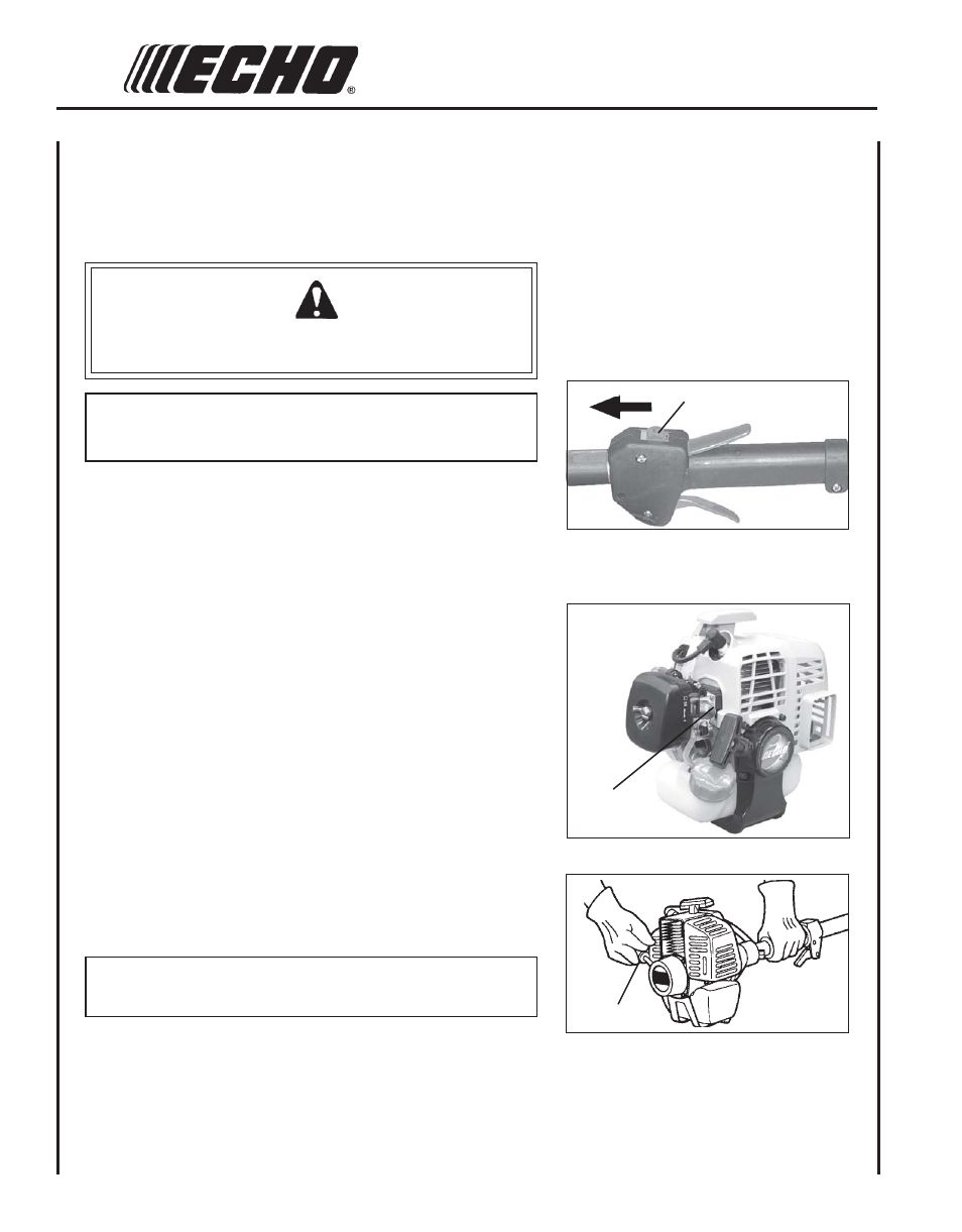 Starting warm engine | Echo SRM-210 User Manual | Page 16 / 32