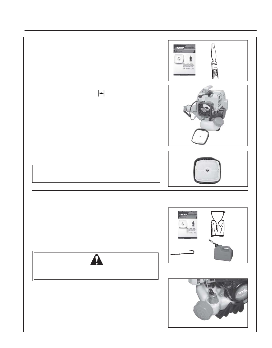 Air filter, Fuel filter | Echo SRM-210 User Manual | Page 19 / 32