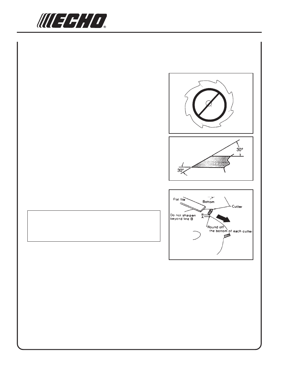 Sharpening metal blades | Echo SRM-210 User Manual | Page 26 / 32