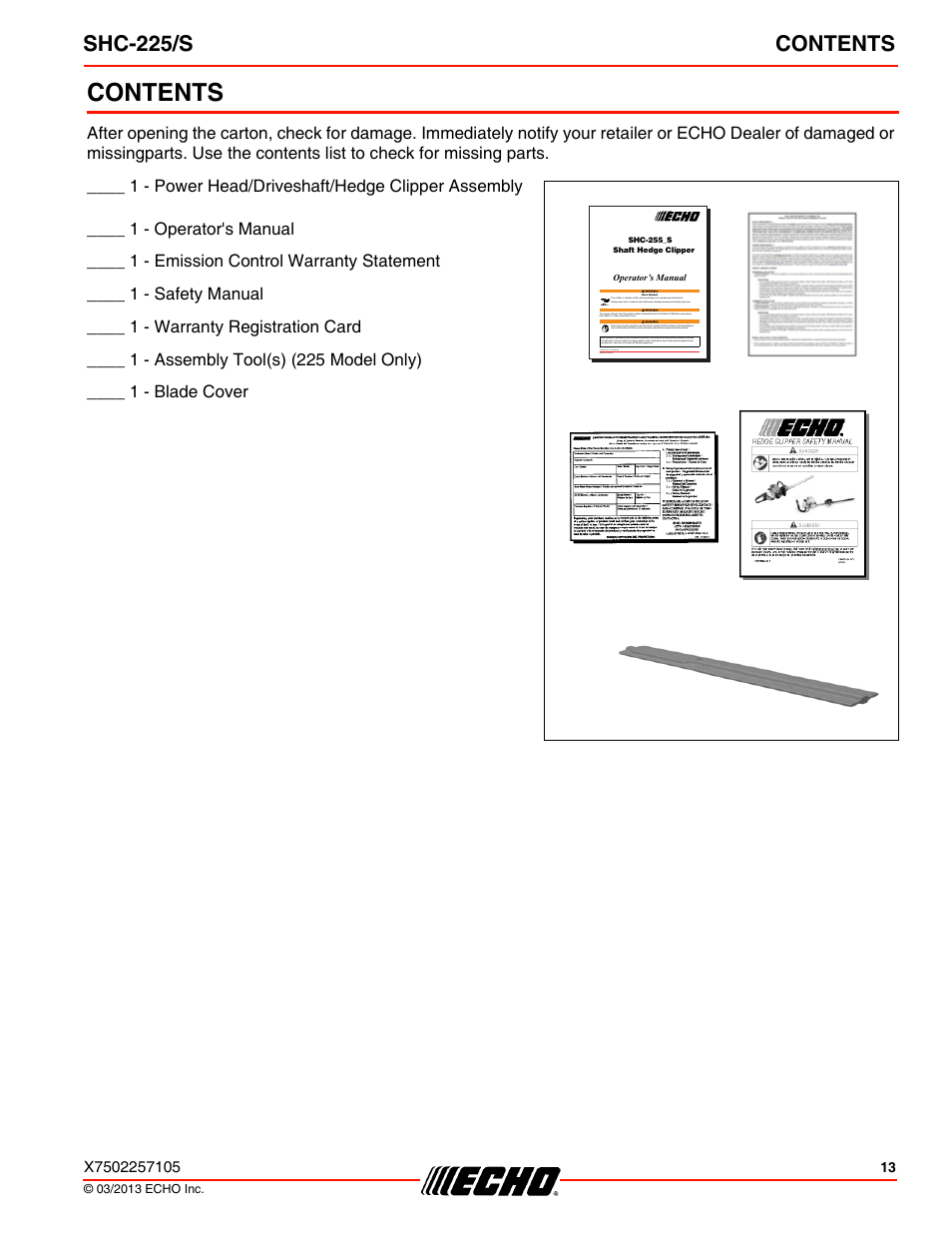 Echo SHC-225S User Manual | Page 13 / 36