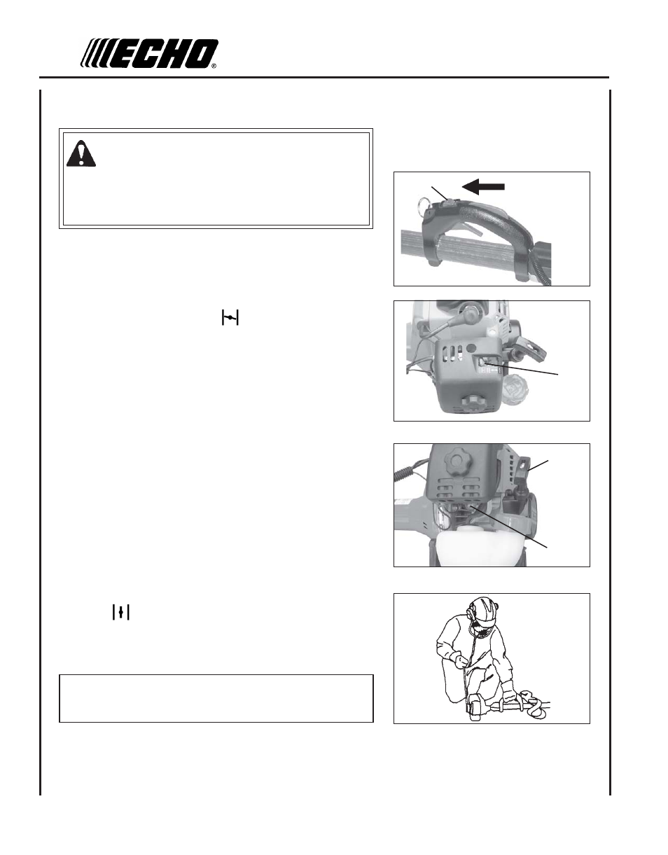Starting cold engine, Warning | Echo PPT-260 User Manual | Page 16 / 32