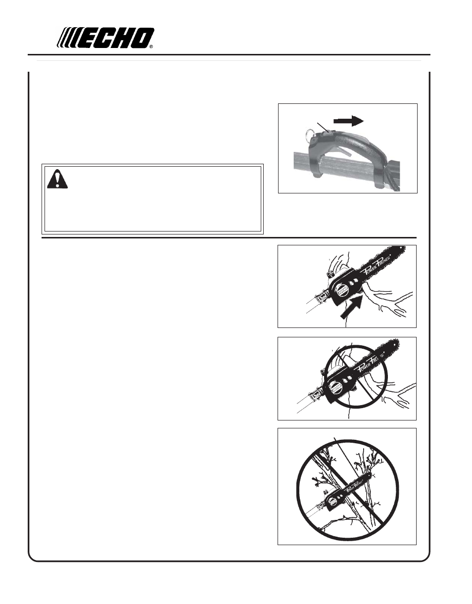 Stopping engine, Pruning techniques, Warning | Echo PPT-260 User Manual | Page 18 / 32