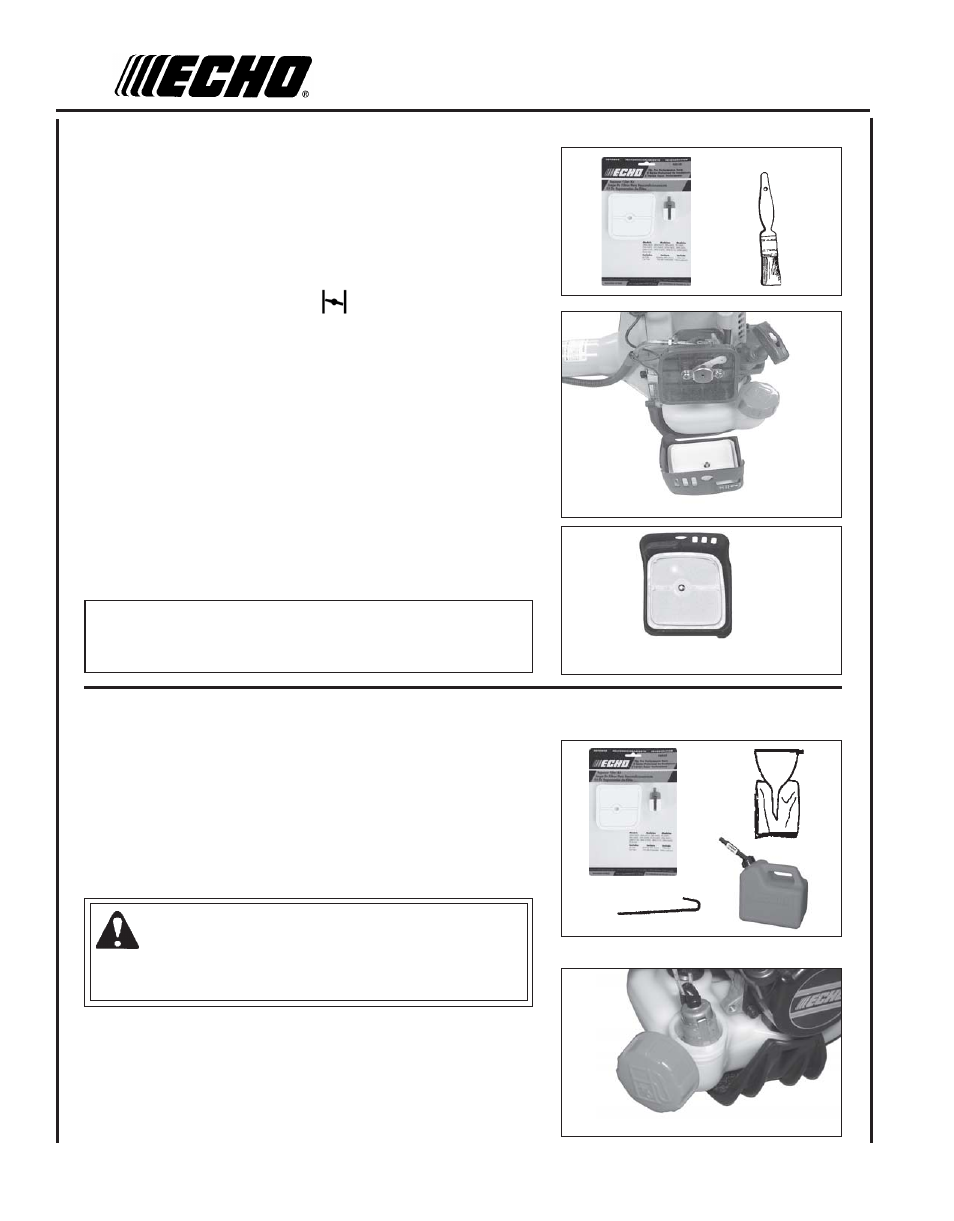 Air filter, Fuel filter, Danger | Echo PPT-260 User Manual | Page 20 / 32