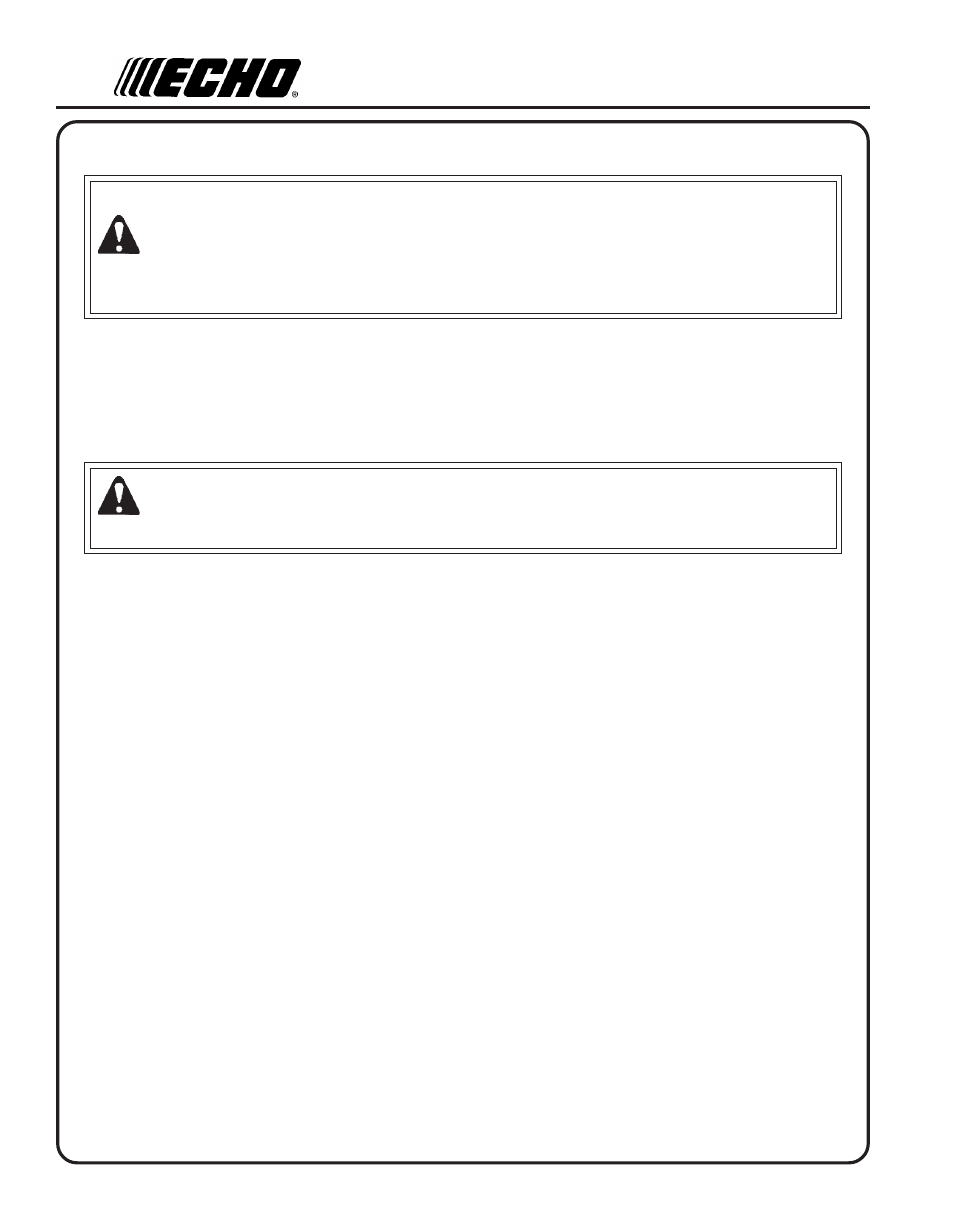 Storage, Warning, Danger | Long term storage (over 30 days) | Echo PE-265 User Manual | Page 24 / 28