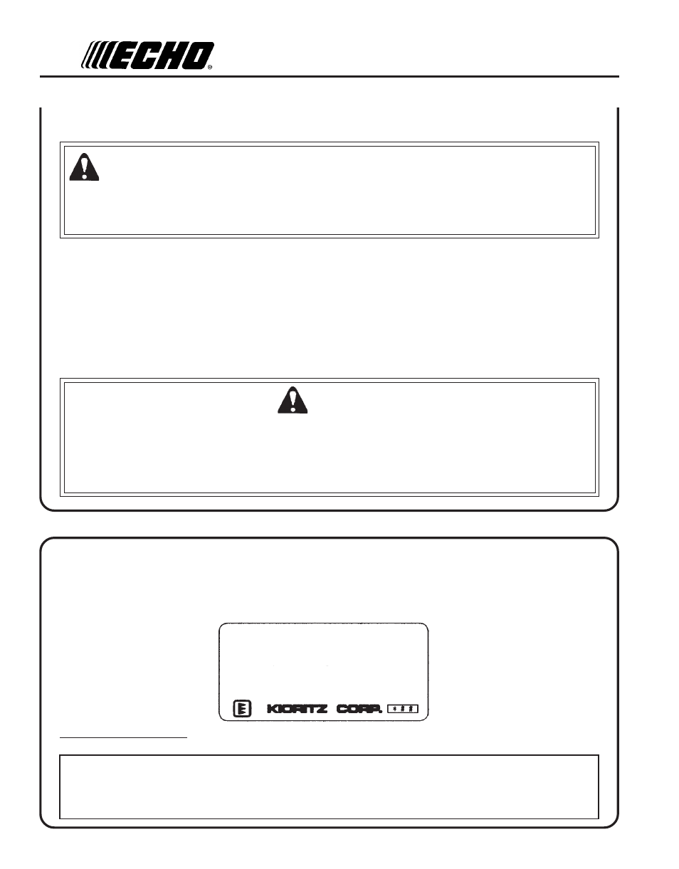 Emission control, Warning, Epa phase 2 / c.a.r.b. tier iii | Echo PE-265 User Manual | Page 6 / 28