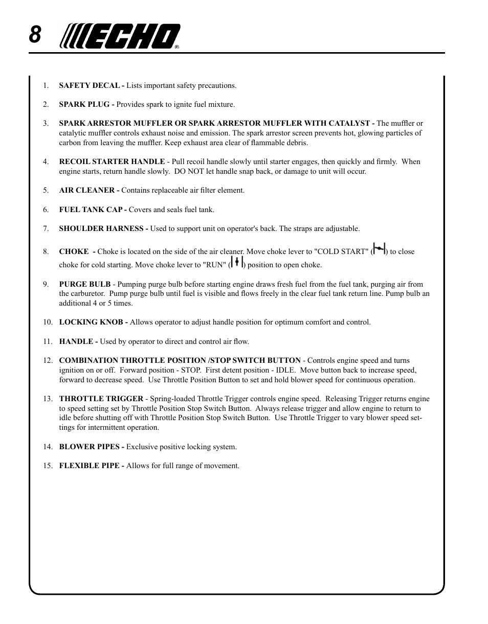 Echo PB-620ST User Manual | Page 8 / 28