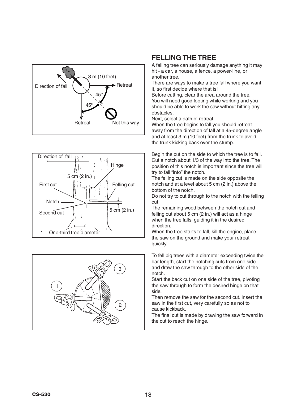 Felling the tree | Echo CS-530 User Manual | Page 20 / 32