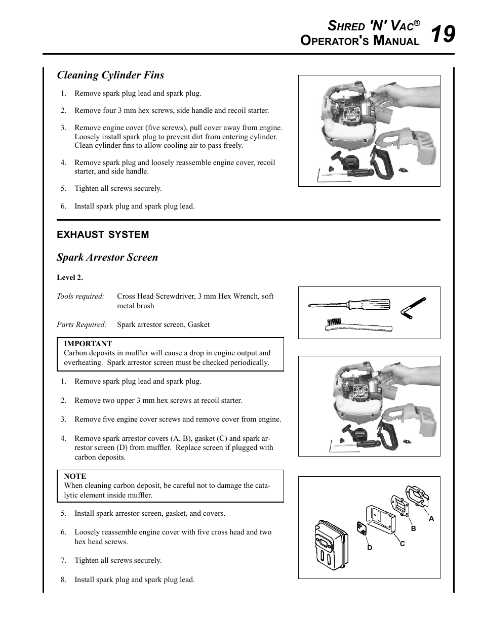 Exhaust system, N' v | Echo SHRED'N'VAC ES-210 User Manual | Page 19 / 32