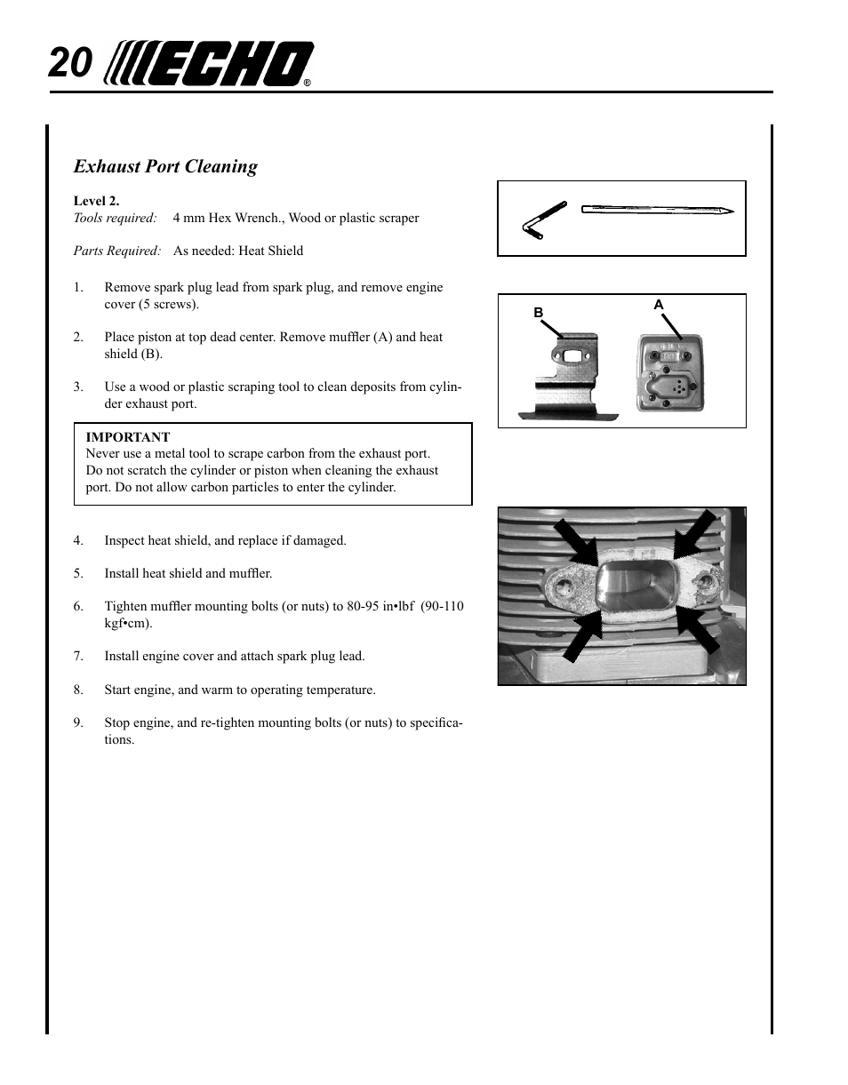 Exhaust port cleaning | Echo SHRED'N'VAC ES-210 User Manual | Page 20 / 32