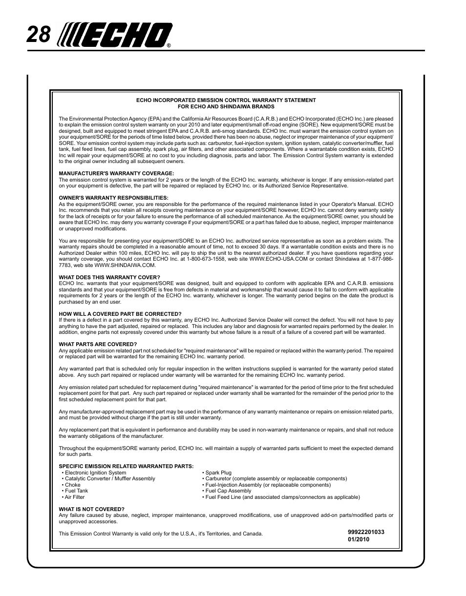 Echo SHRED'N'VAC ES-210 User Manual | Page 28 / 32