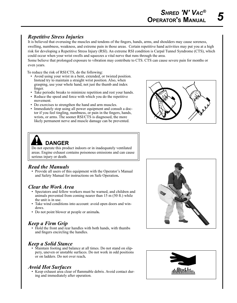 N' v | Echo SHRED'N'VAC ES-210 User Manual | Page 5 / 32