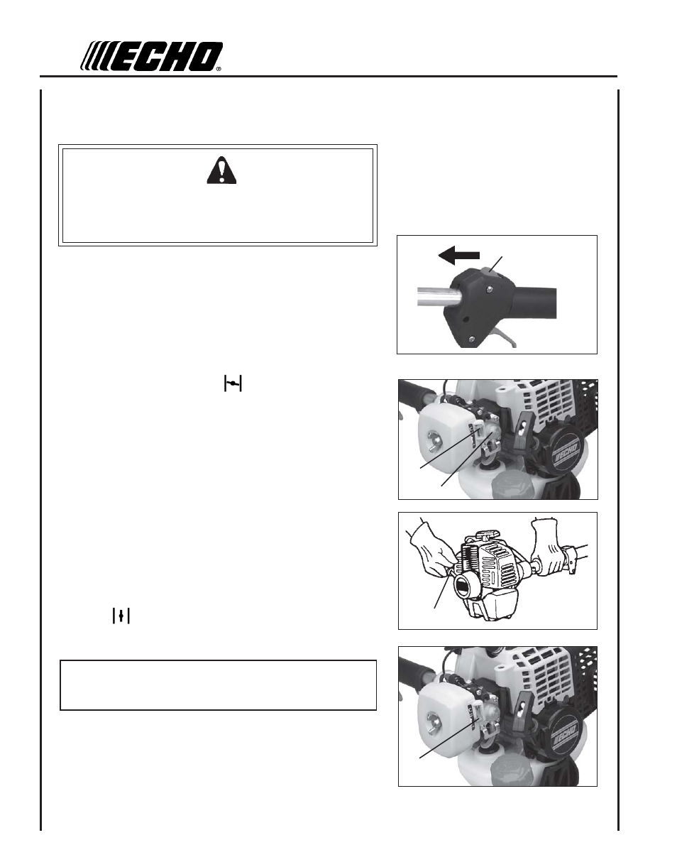 Starting cold engine, Warning danger | Echo GT-230 User Manual | Page 12 / 24