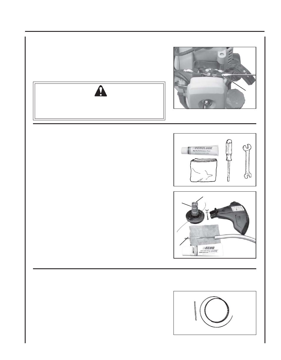 Lubrication, Nylon line replacement | Echo GT-230 User Manual | Page 19 / 24