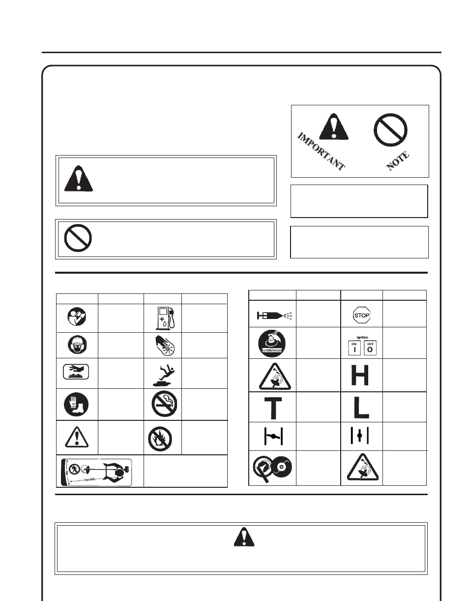 Safety, Warning danger, Rass | Rimmer, Perator, Anual, Afety manual, Symbols, Important, Information | Echo GT-230 User Manual | Page 3 / 24