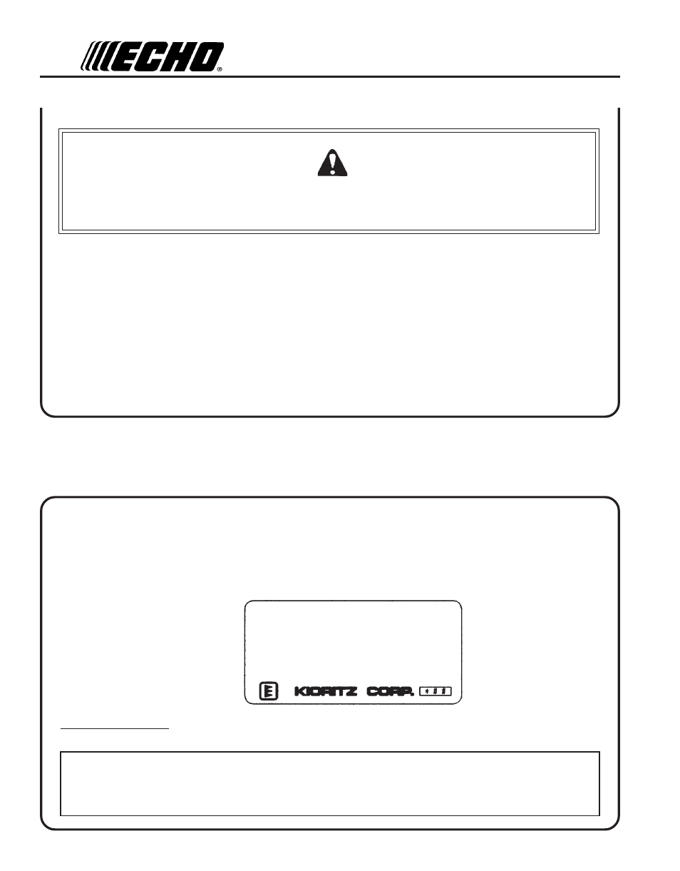 Emission control, Epa phase 2, Warning danger | Echo GT-230 User Manual | Page 6 / 24