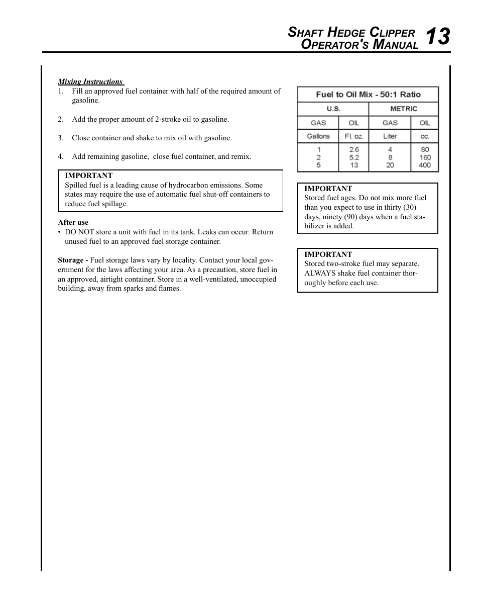 Echo SHC-265 User Manual | Page 13 / 32