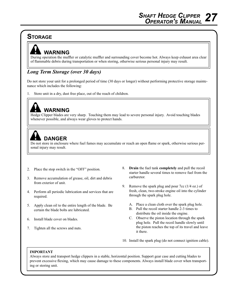 Echo SHC-265 User Manual | Page 27 / 32