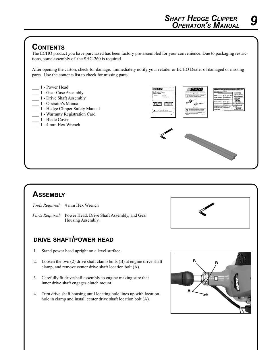 Echo SHC-265 User Manual | Page 9 / 32