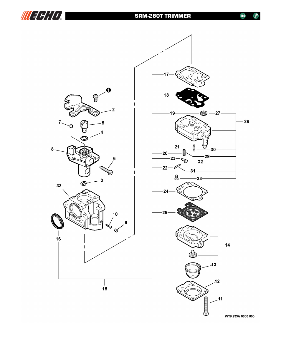 Carburetor -- wyk-233a carburador -- wyk-233a | Echo SRM-280T User Manual | Page 10 / 29