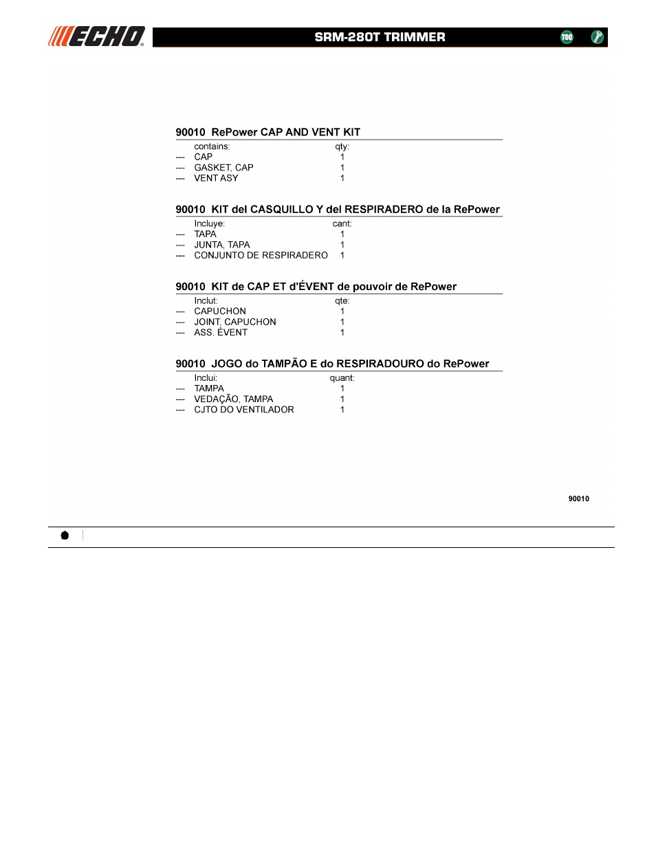 Srm-280t trimmer | Echo SRM-280T User Manual | Page 25 / 29