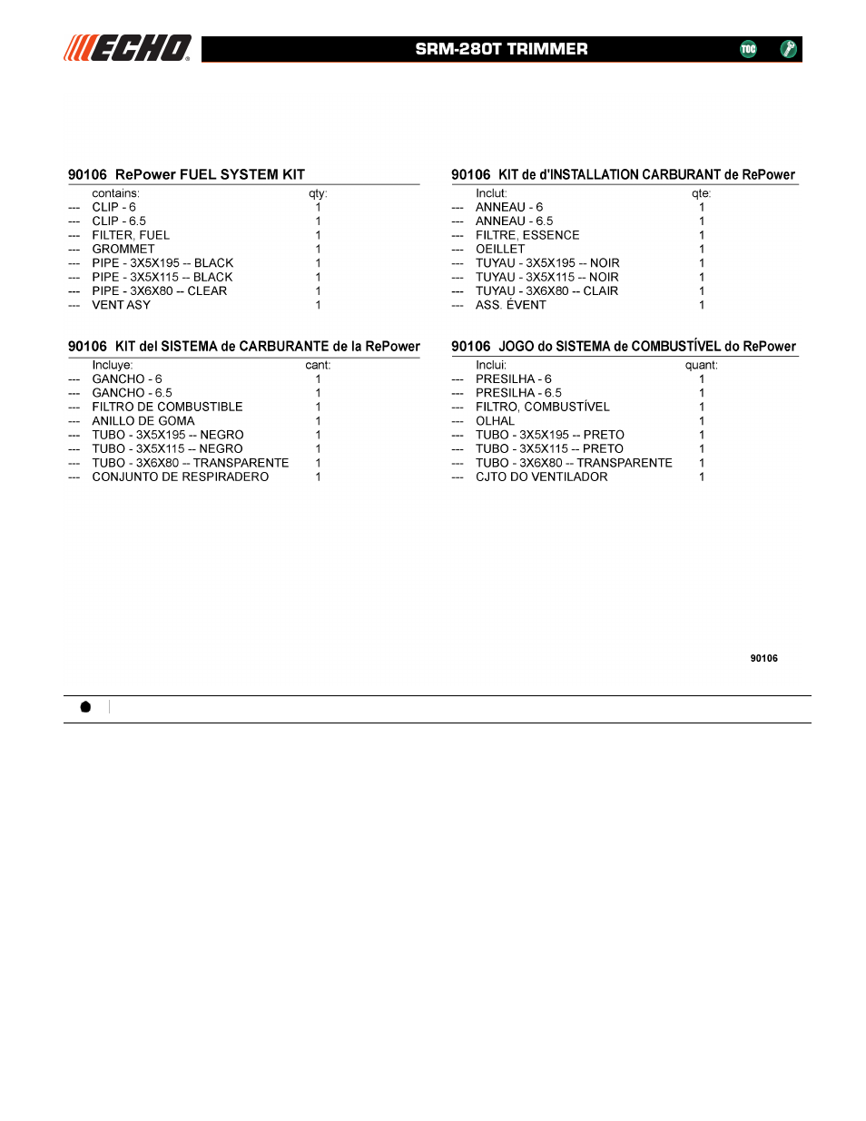 Srm-280t trimmer | Echo SRM-280T User Manual | Page 26 / 29
