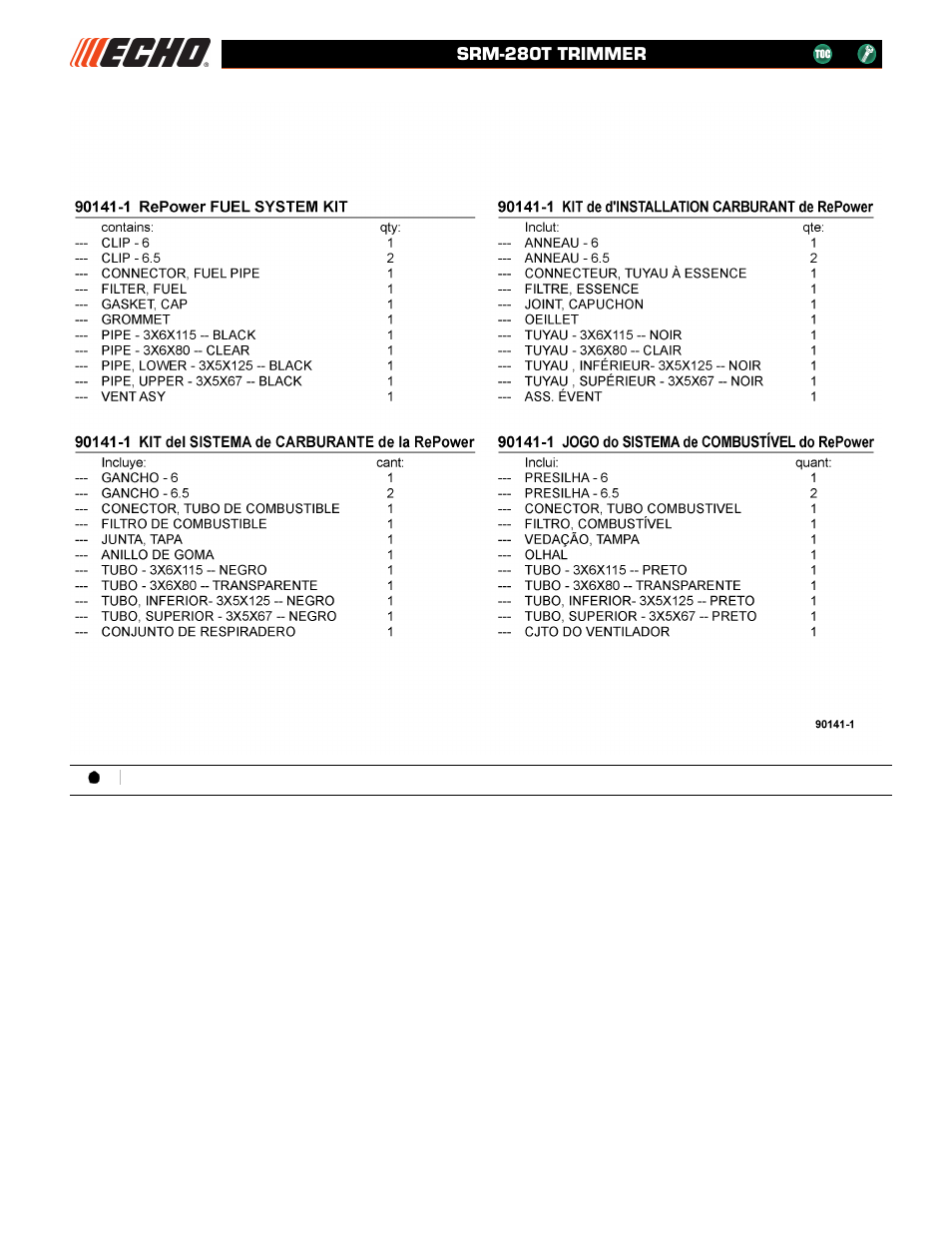 Srm-280t trimmer | Echo SRM-280T User Manual | Page 28 / 29