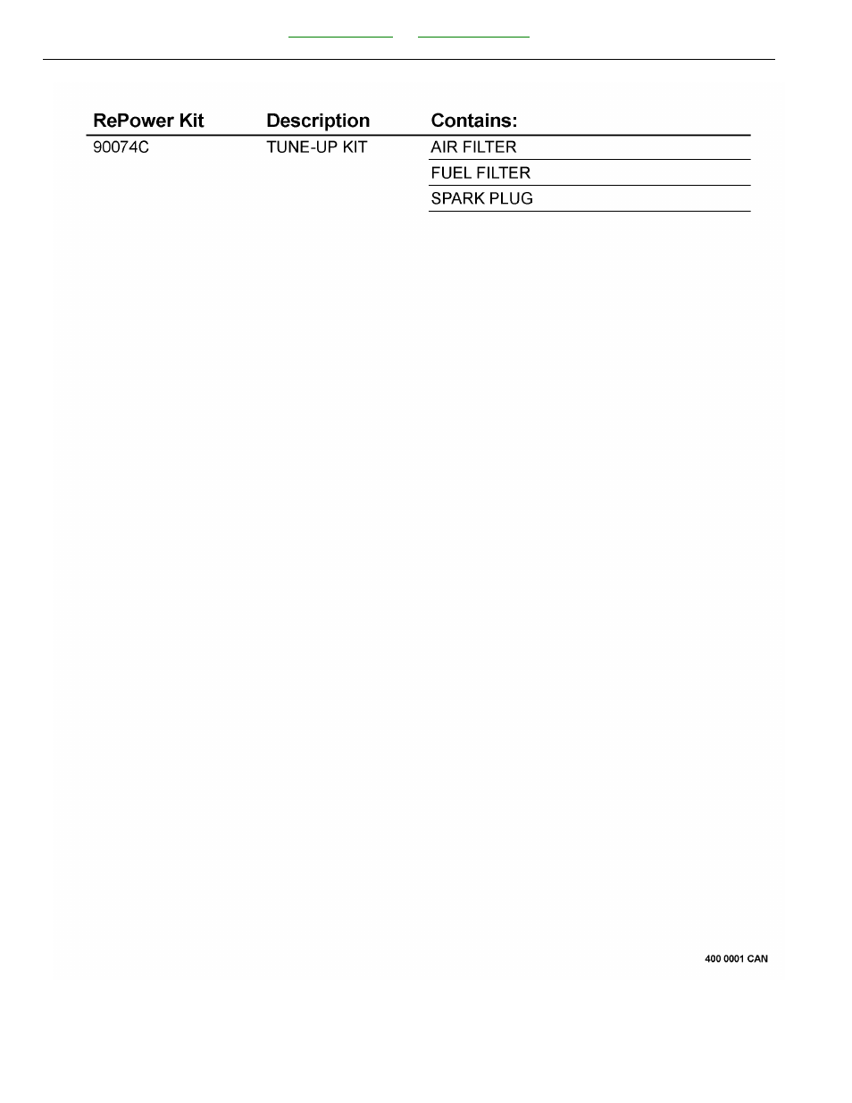 Repower tune-up kit | Echo GT-200 R User Manual | Page 36 / 44