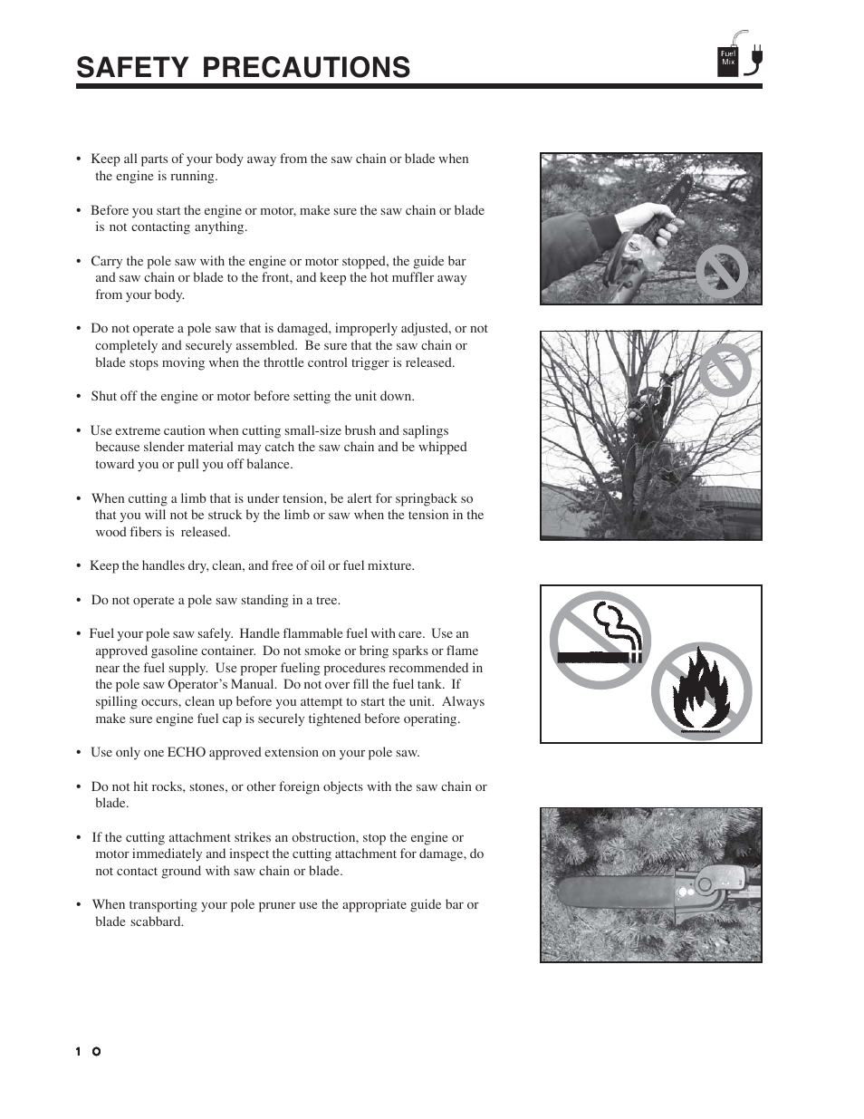 Safety precautions | Echo Pole Pruner User Manual | Page 10 / 24