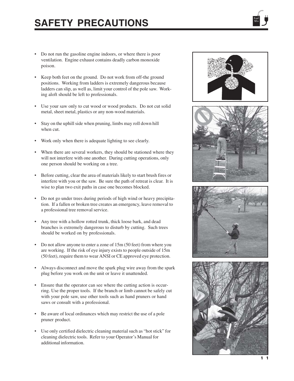 Safety precautions | Echo Pole Pruner User Manual | Page 11 / 24