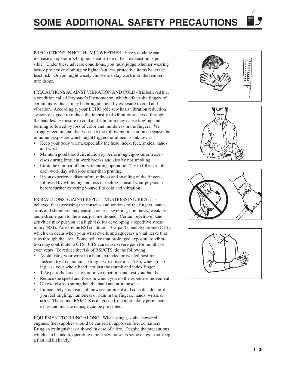 Some additional safety precautions | Echo Pole Pruner User Manual | Page 13 / 24