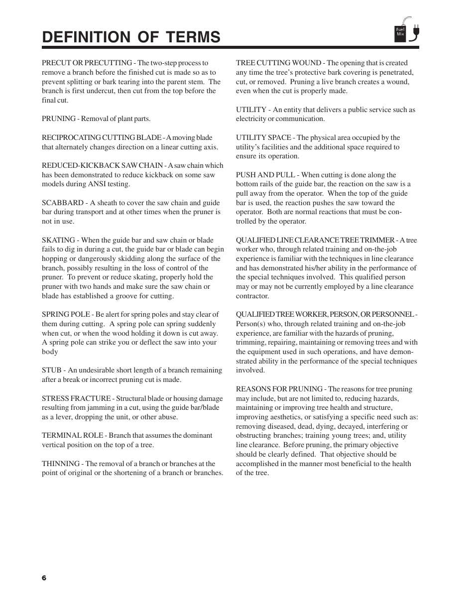 Definition of terms | Echo Pole Pruner User Manual | Page 6 / 24