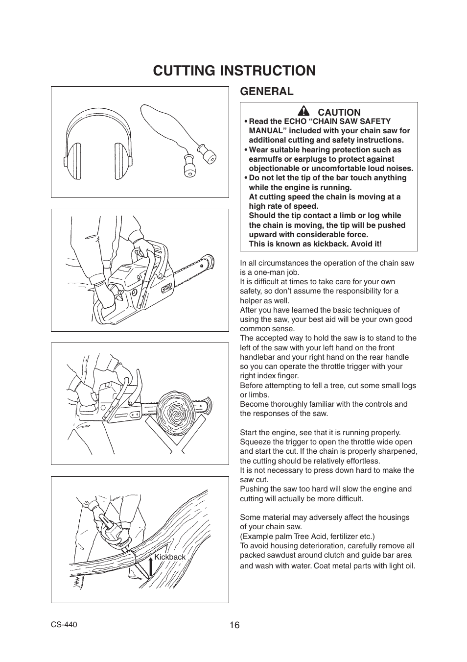 Cutting instruction, General | Echo CS-440 User Manual | Page 18 / 32