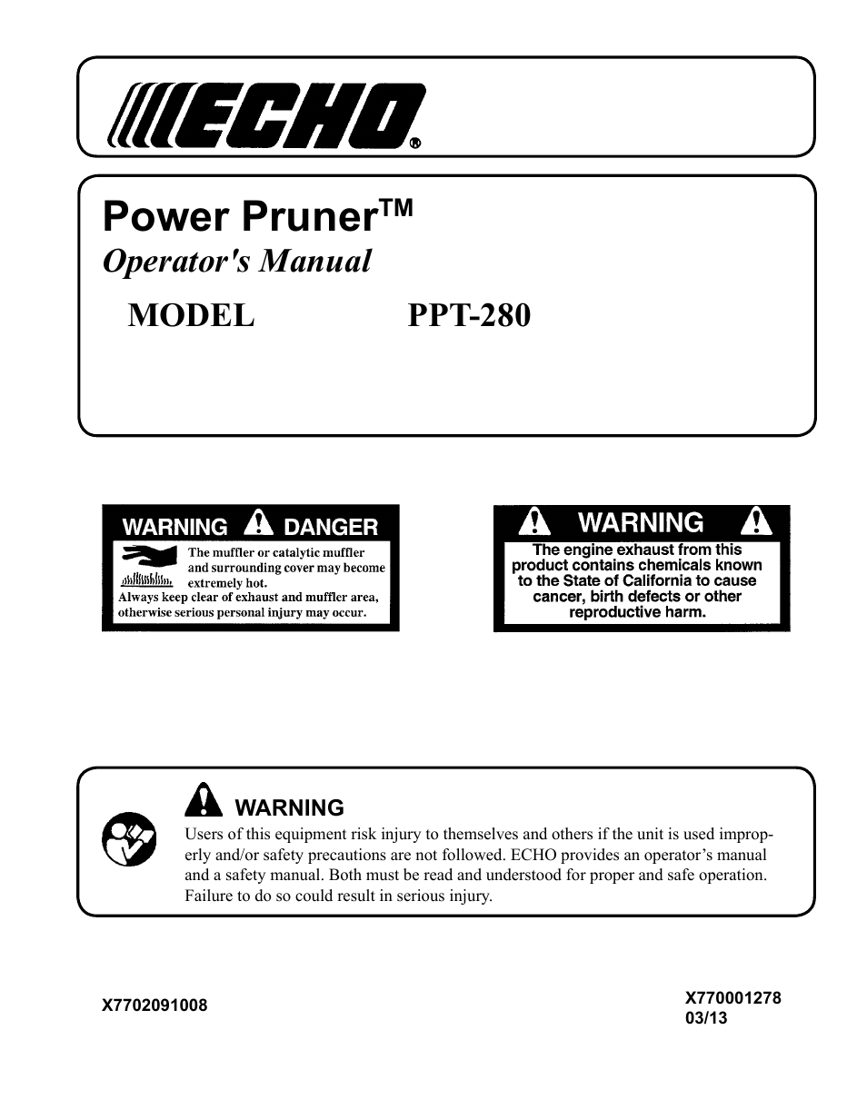 Echo PPT-280 User Manual | 40 pages