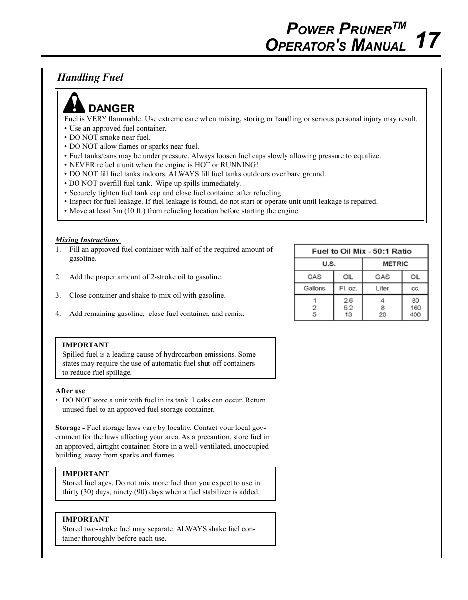 Ower, Runer, Perator | Anual | Echo PPT-280 User Manual | Page 17 / 40