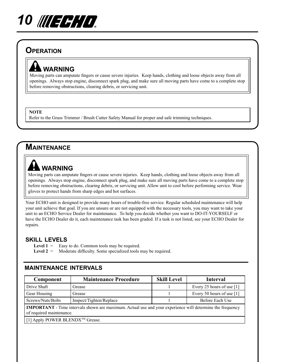 Echo 99944200540 User Manual | Page 10 / 16