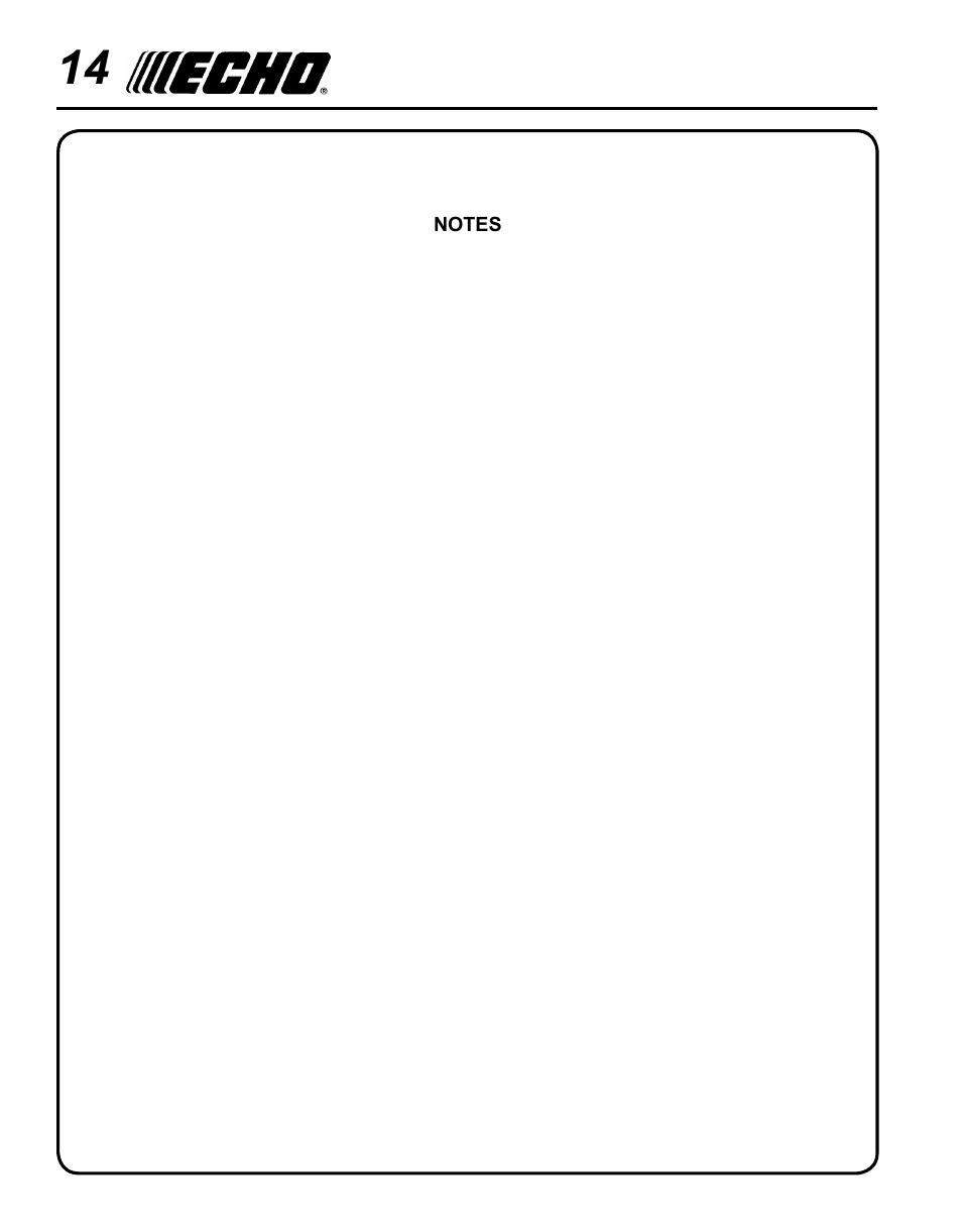 Echo 99944200540 User Manual | Page 14 / 16
