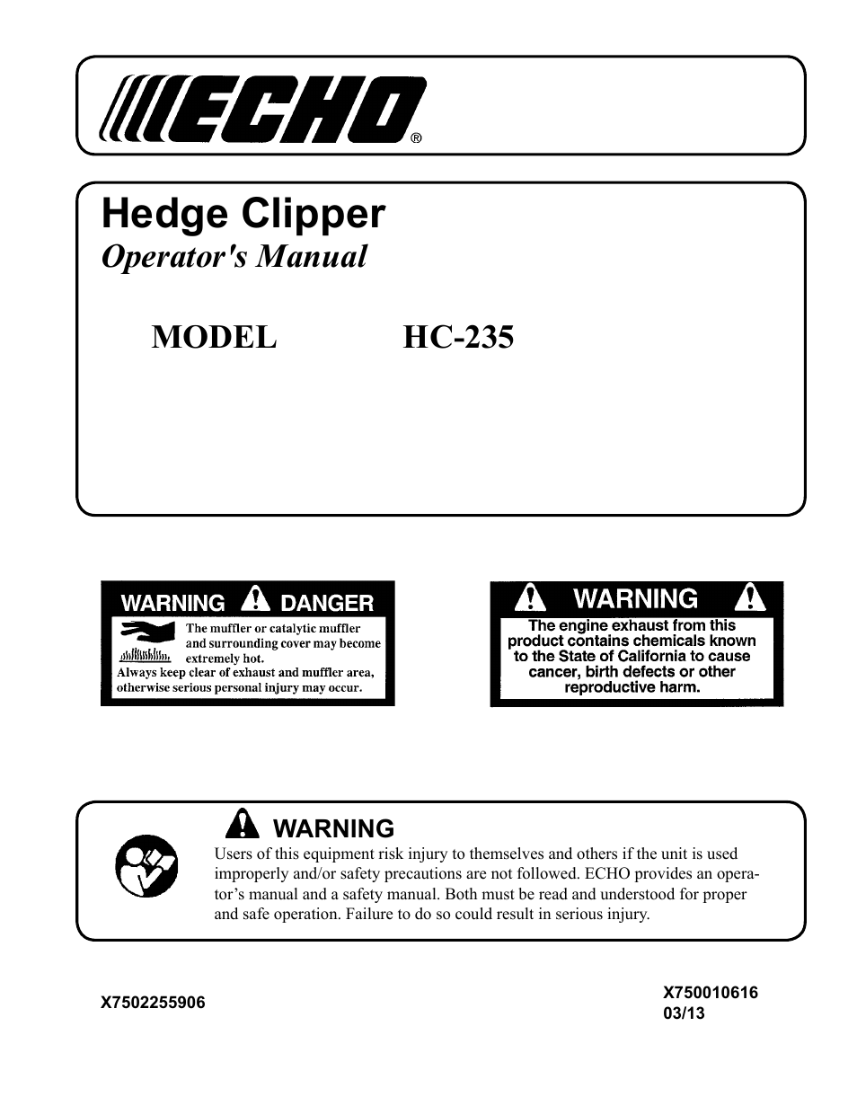 Echo HC-235 User Manual | 32 pages