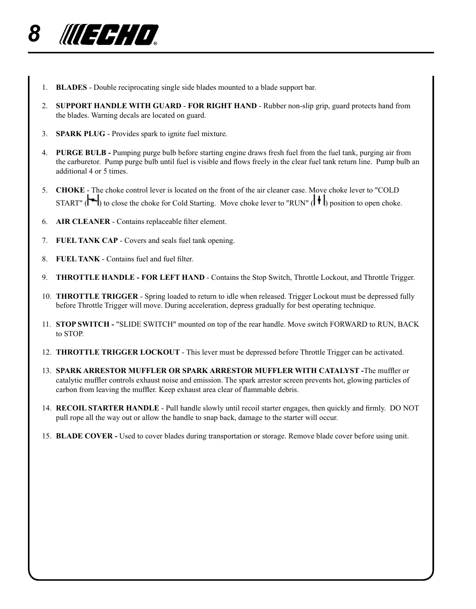 Echo HC-235 User Manual | Page 8 / 32