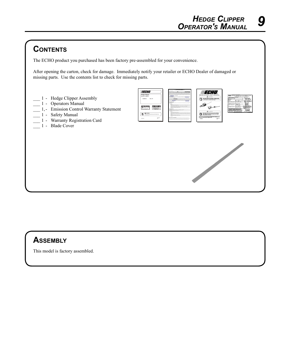 Echo HC-235 User Manual | Page 9 / 32