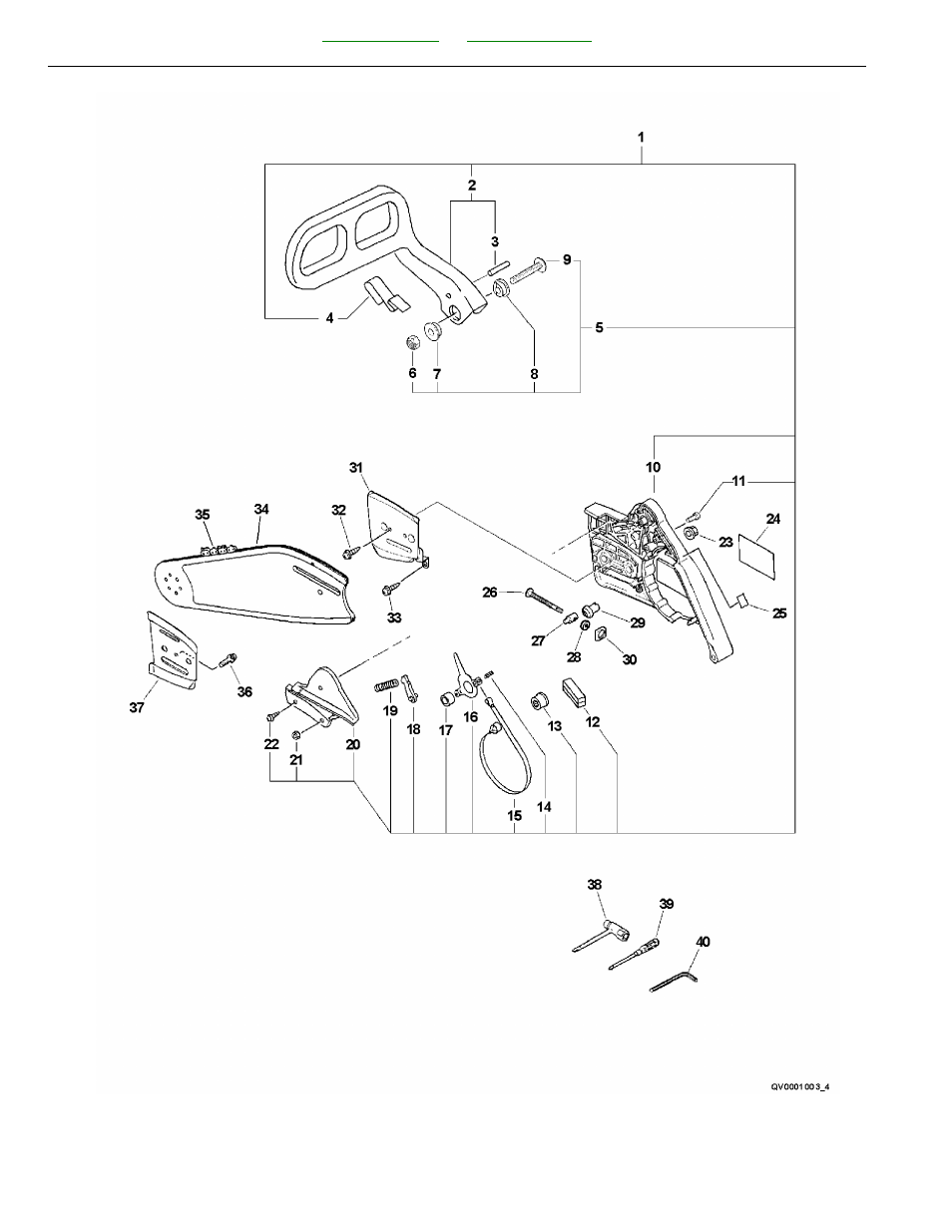 Chain brake asssembly, guide bar, chain | Echo QV-670 User Manual | Page 10 / 24