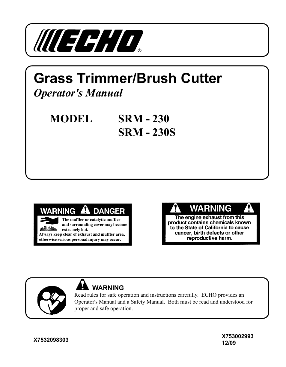 Echo SRM - 230S User Manual | 36 pages