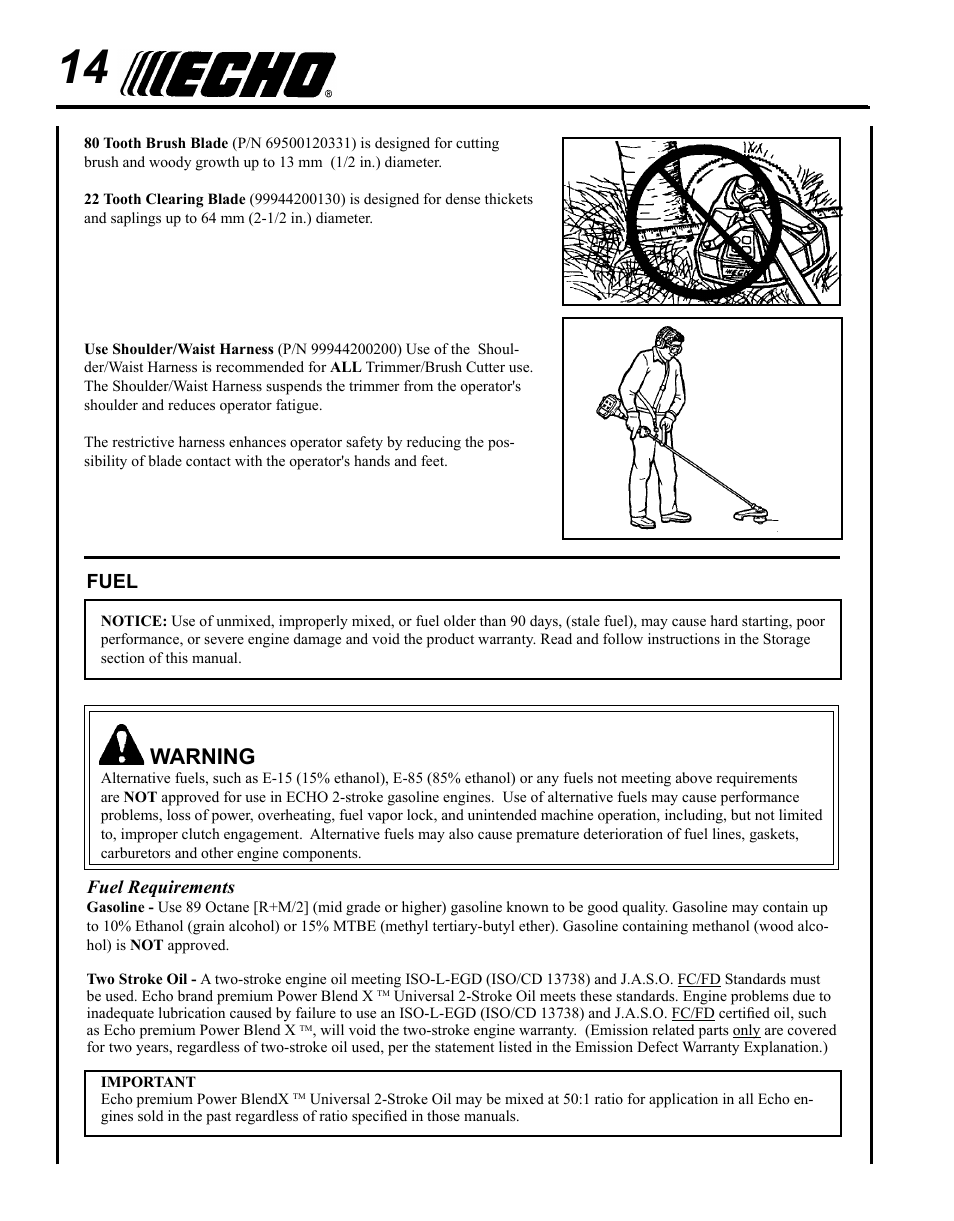 Fuel, Warning | Echo SRM - 230S User Manual | Page 14 / 36