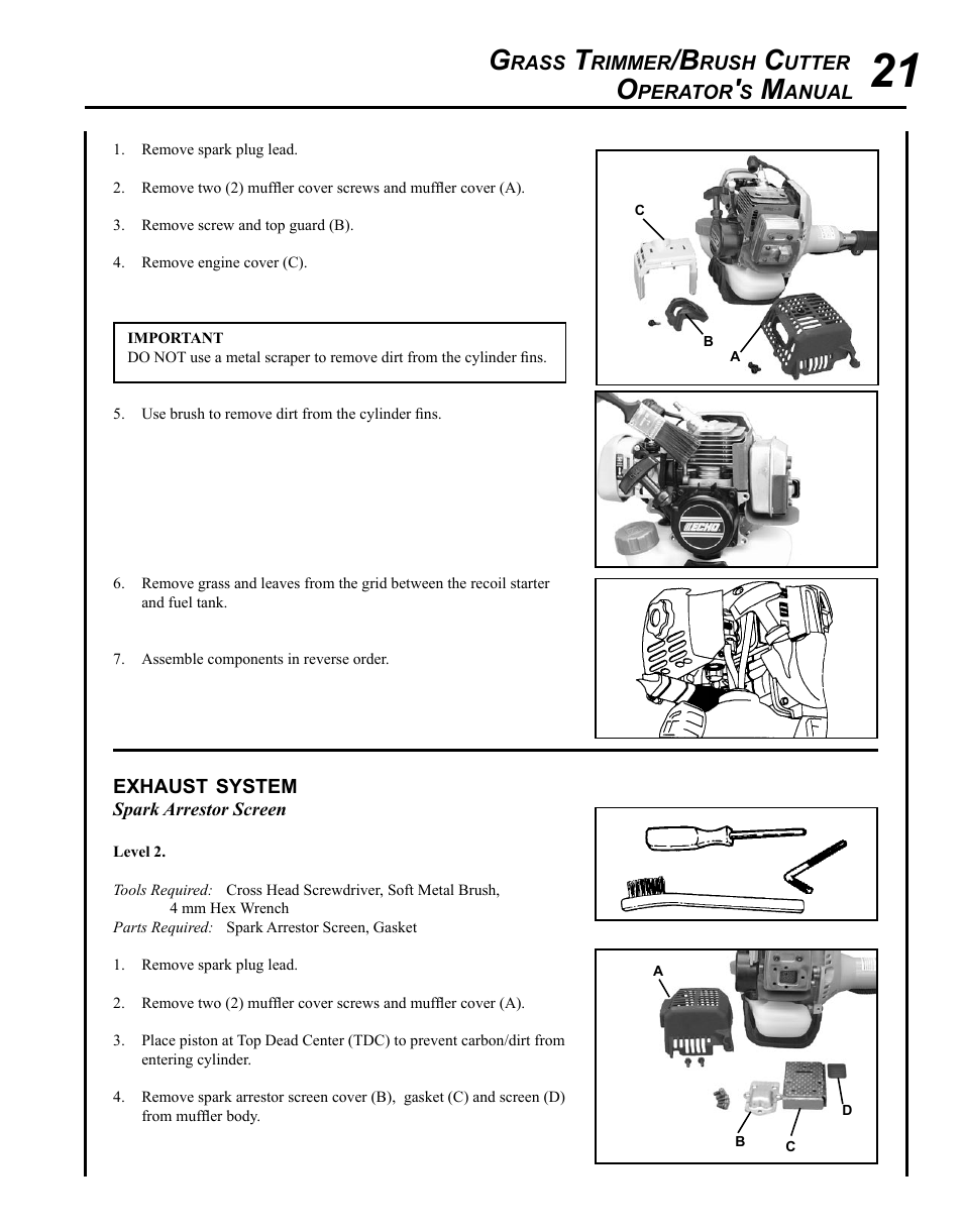 Exhaust system | Echo SRM - 230S User Manual | Page 21 / 36