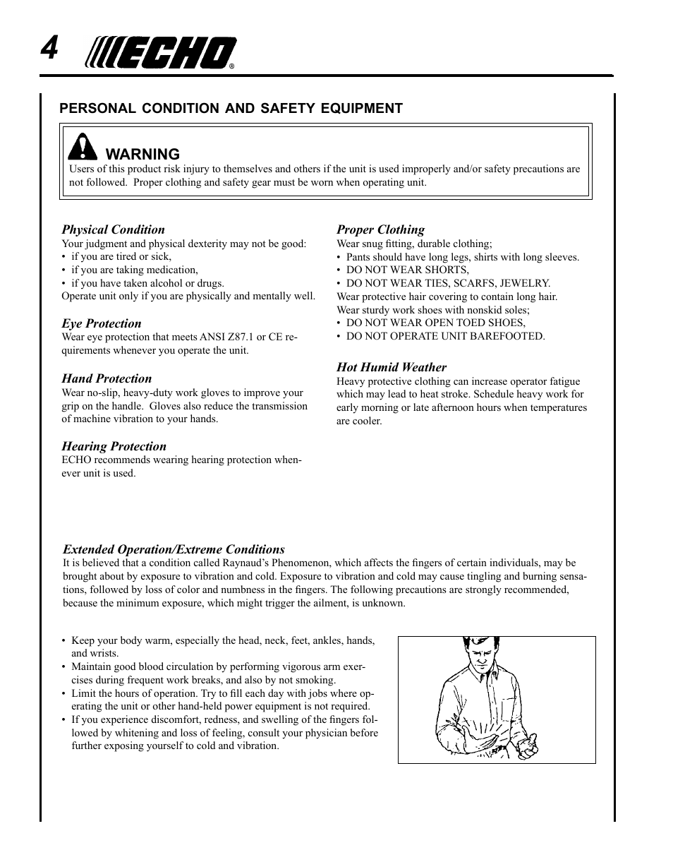 Warning | Echo SRM - 230S User Manual | Page 4 / 36