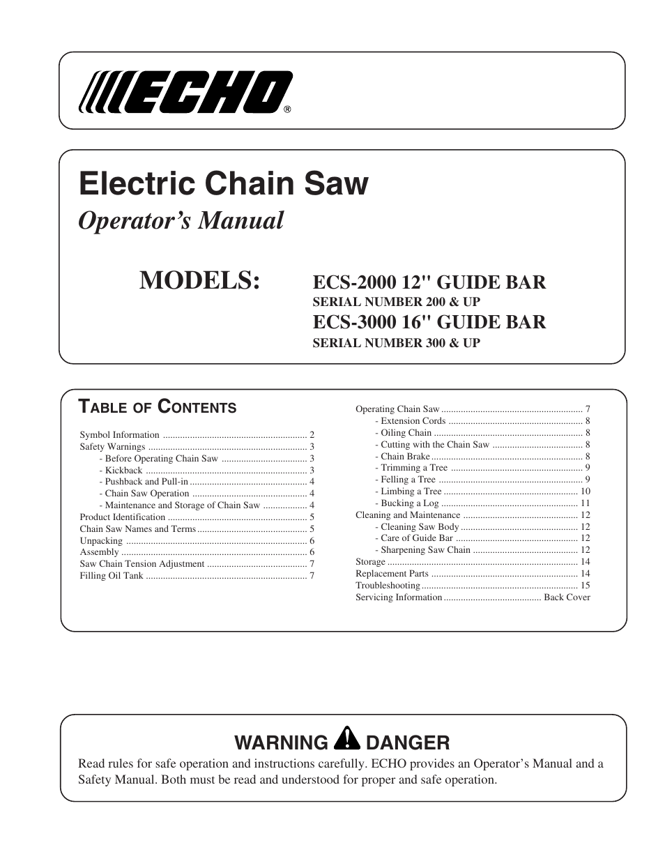 Echo ECS-2000 User Manual | 16 pages