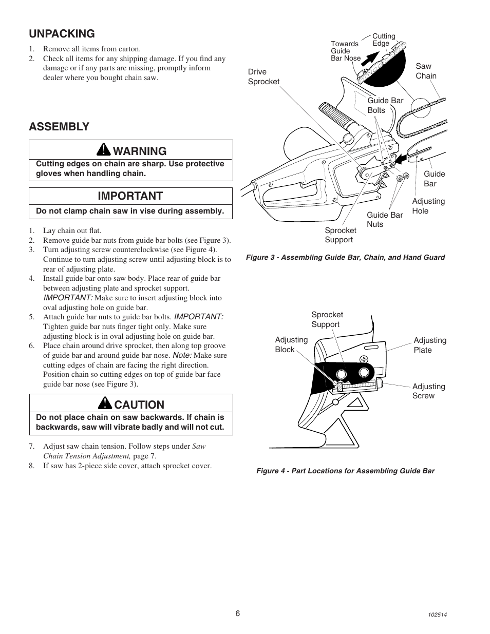 Warning, Assembly unpacking, Important | Caution | Echo ECS-2000 User Manual | Page 6 / 16
